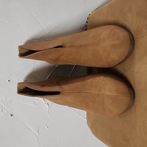 Tan faux suede ankle boots